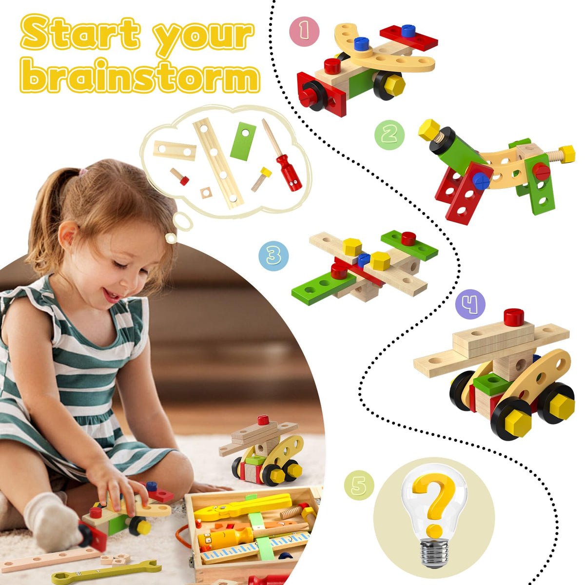 TONZE Kids Tool Set for Boys 3-5, Wooden Building Toy Gift Set 🍁 All In One Marketplace Canada