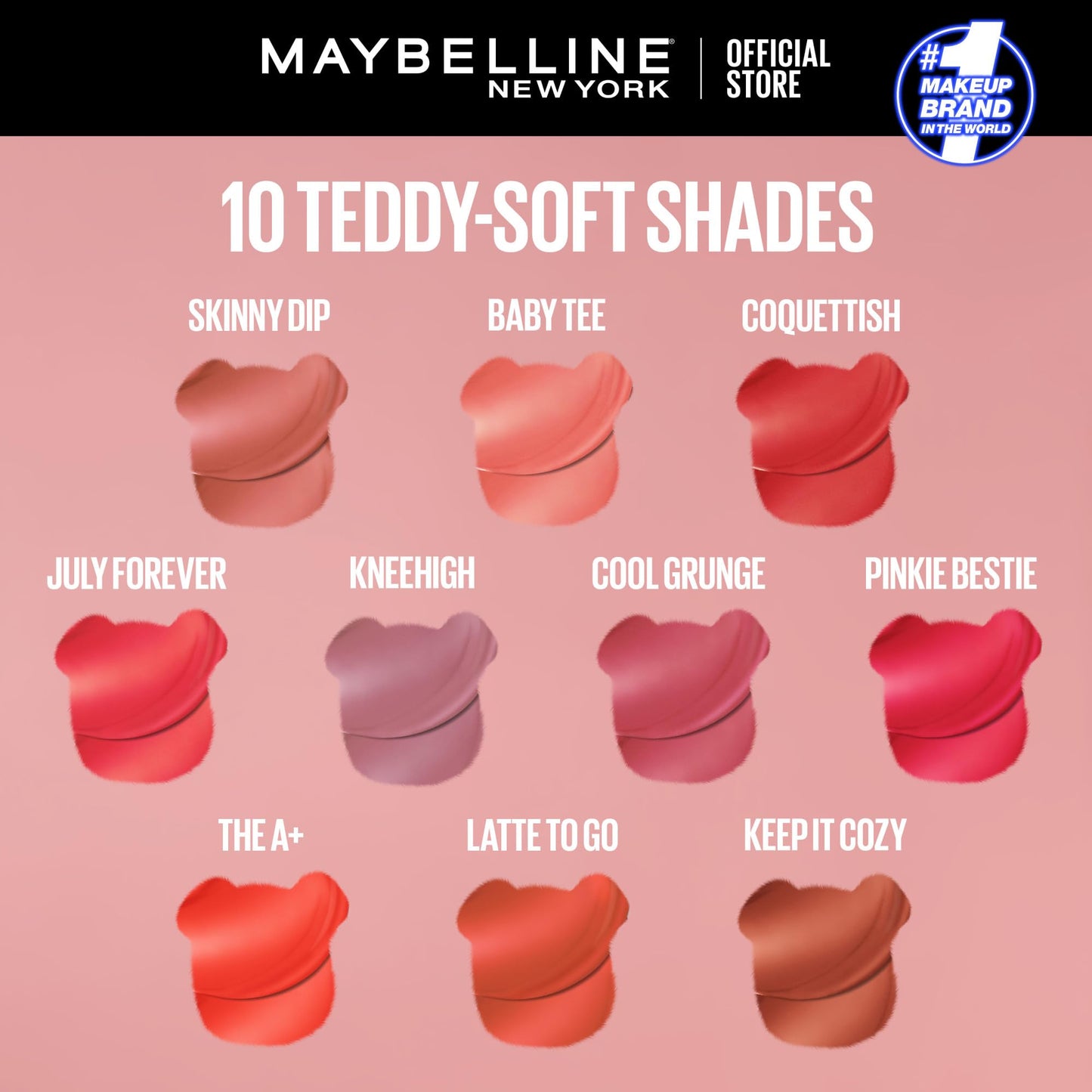 Maybelline Teddy Tint, Lip Stain, Soft Lip Tint, Light Feel, 12Hr Wear, Sheer or Blurred Finish, Knee High - Available at All In One Marketplace Canada