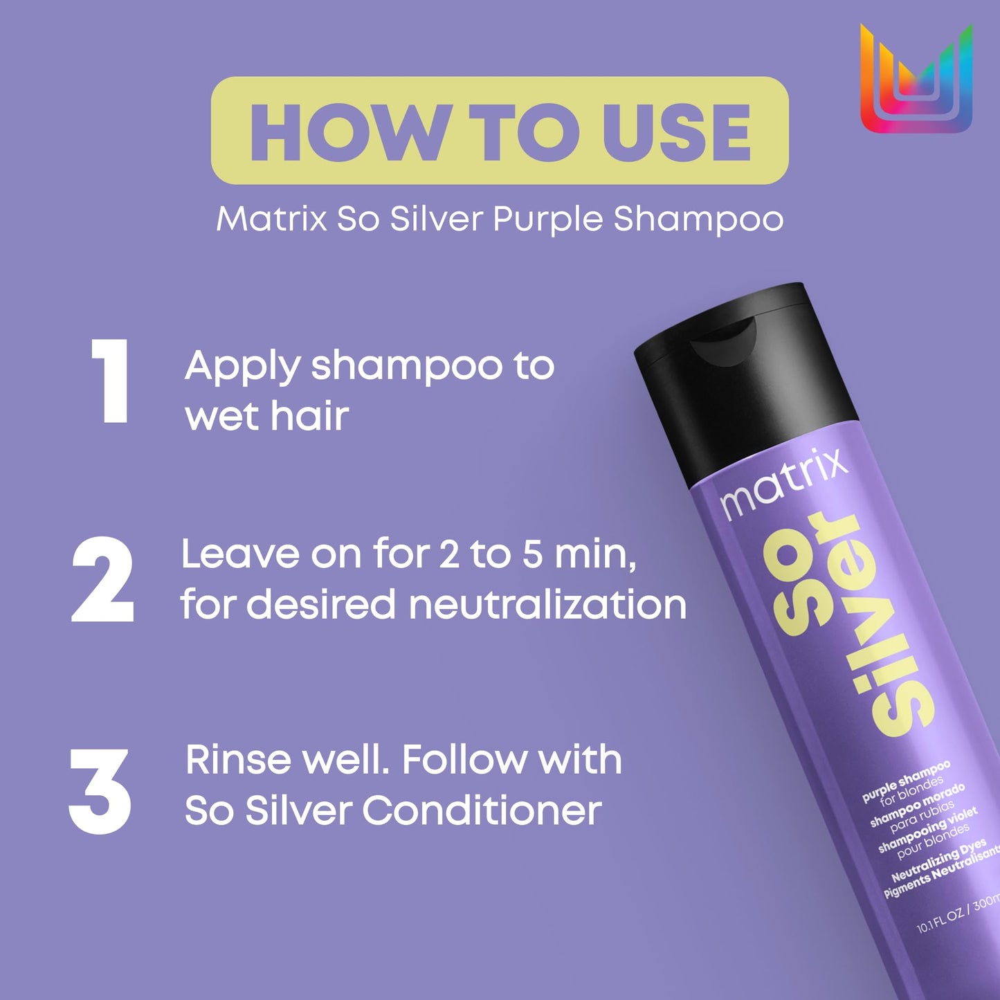 Matrix So Silver Purple Shampoo, Neutralizes Yellow Tones, For Blonde, Grey, and Platinum Hair, Color Depositing and Clarifying Shampoo For Color Treated Hair, Vegan - Available at All In One Marketplace Canada