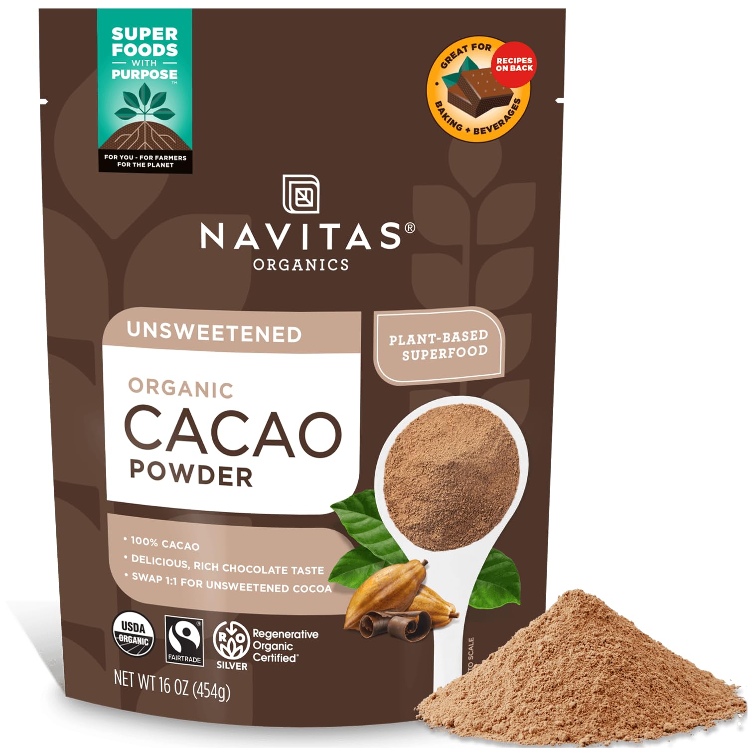 Navitas Organics Cacao Powder, 16 Ounce