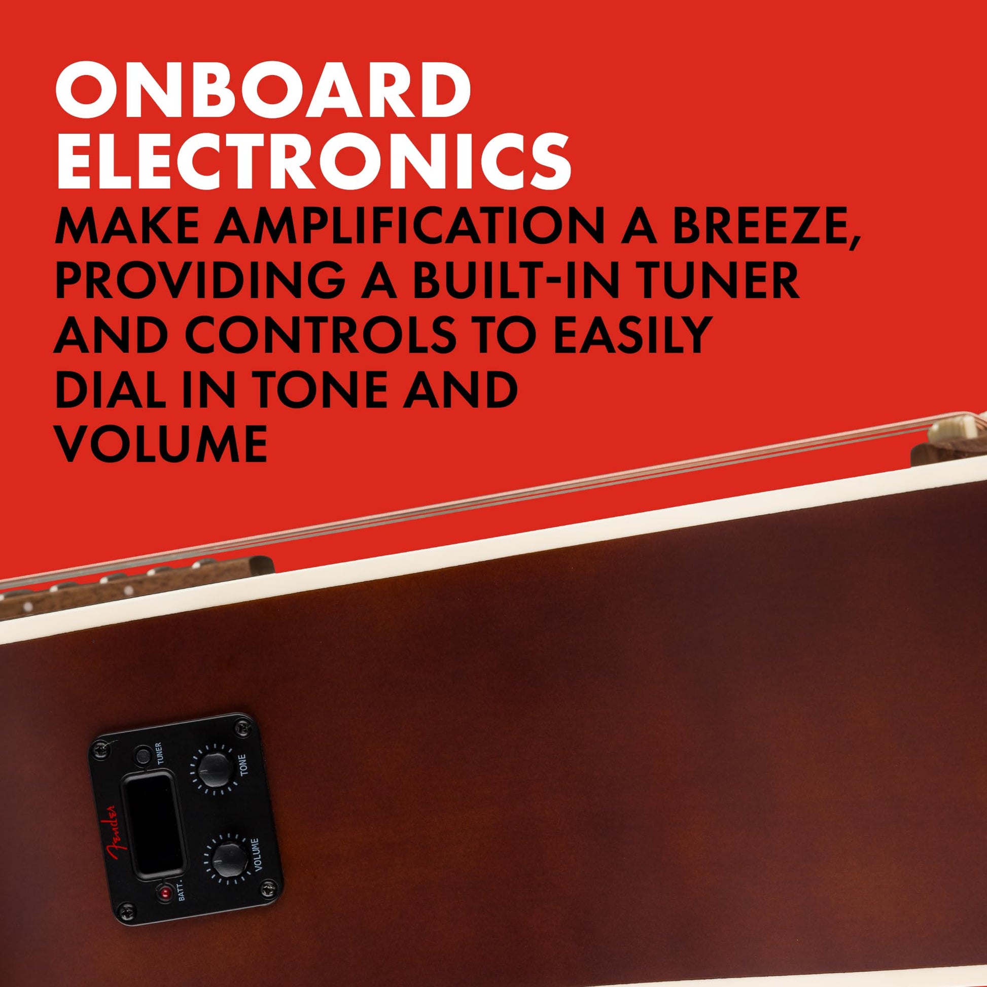 Fender California Debut Redondo CE Series Acoustic Guitar, Beginner Guitar, 2-Year Warranty, Includes Built-In Tuner, 2-Tone Sunburst Fender
