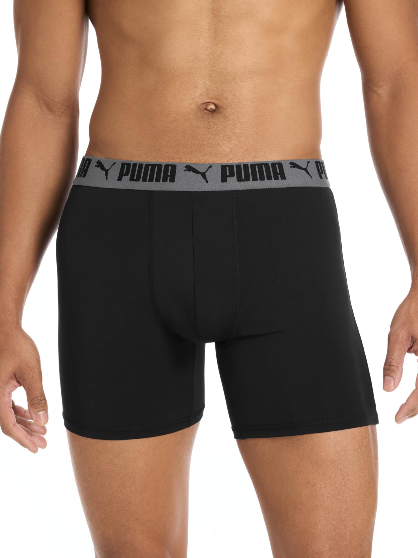 Puma Men's 4 Pack Active Stretch Boxer Briefs, Black, Medium