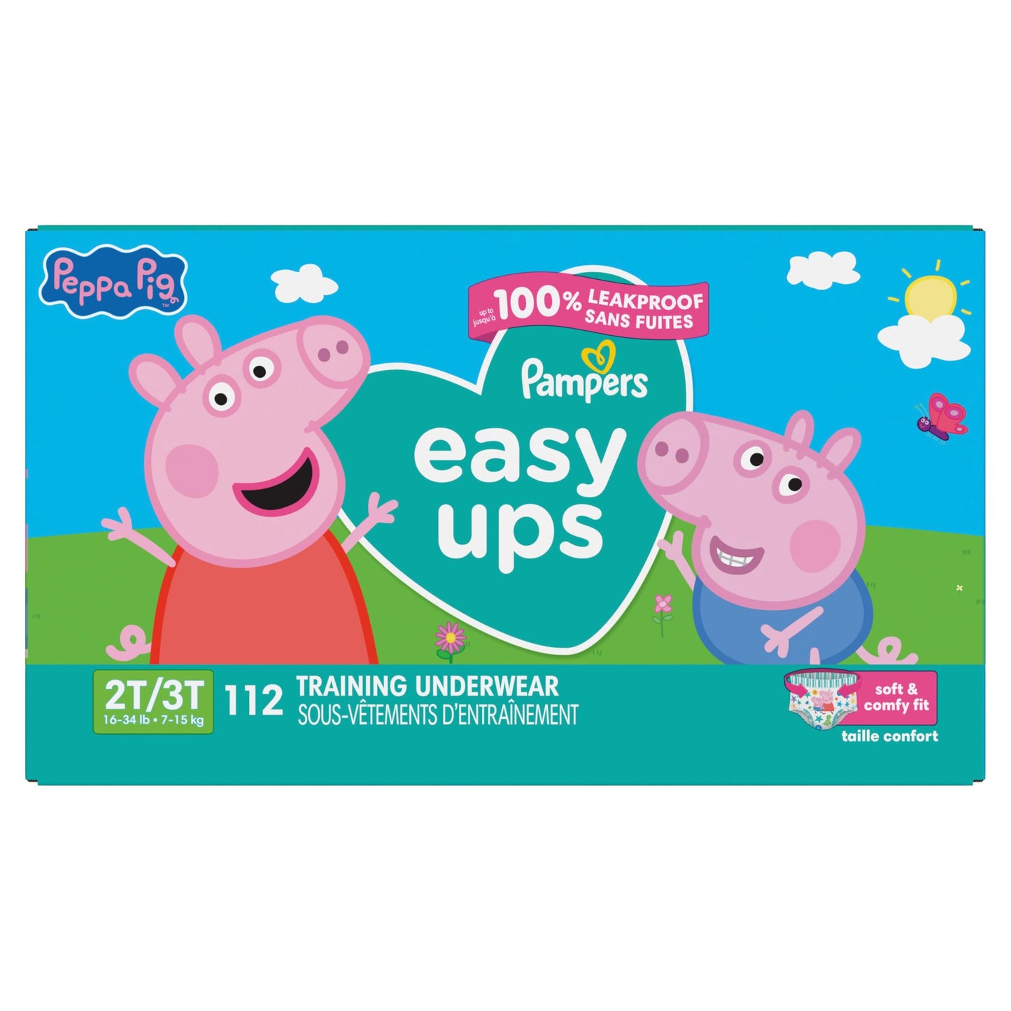 Pampers Easy Ups Training Underwear Peppa Pig Size 4 2T-3T, 1 Pack (Count of 112)
