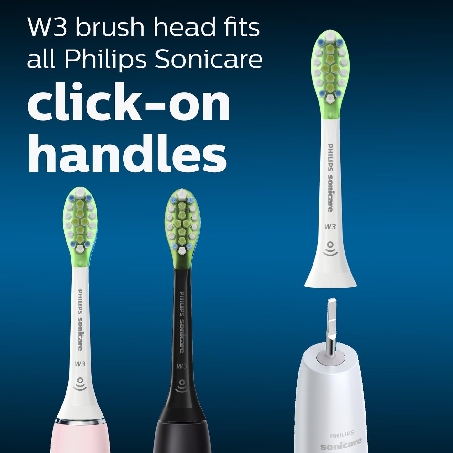 Philips Sonicare W3 Whitening Brush Heads, 2-Pack, 6 Month Supply, White PHILIPS