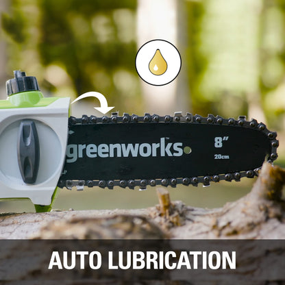 Greenworks 20192 8.5-Inch 6.5 Amp Electric Corded Pole Saw, Green Greenworks