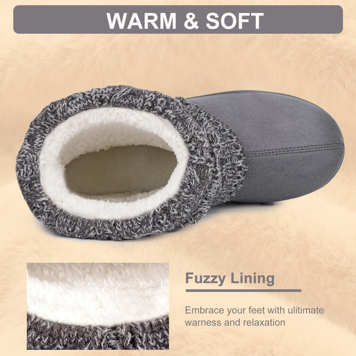 FamilyFairy Women's Bootie Slippers Warm Winter Boots Dark Grey, 7-8 🍁 All In One Marketplace Canada