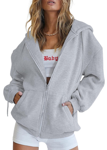 PRETTYGARDEN Women's Fall Zip Up Hoodies Sweatshirts Grey,XL 🍁 All In One Marketplace Canada