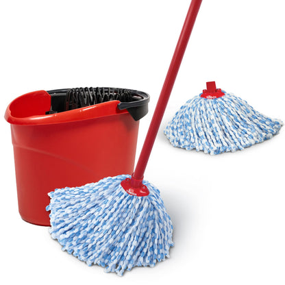 Vileda SuperMop and Bucket Set with 1 Extra Refill | Extendable Handle | Made of 100% Microfibre | Machine Washable Mop Head Vileda