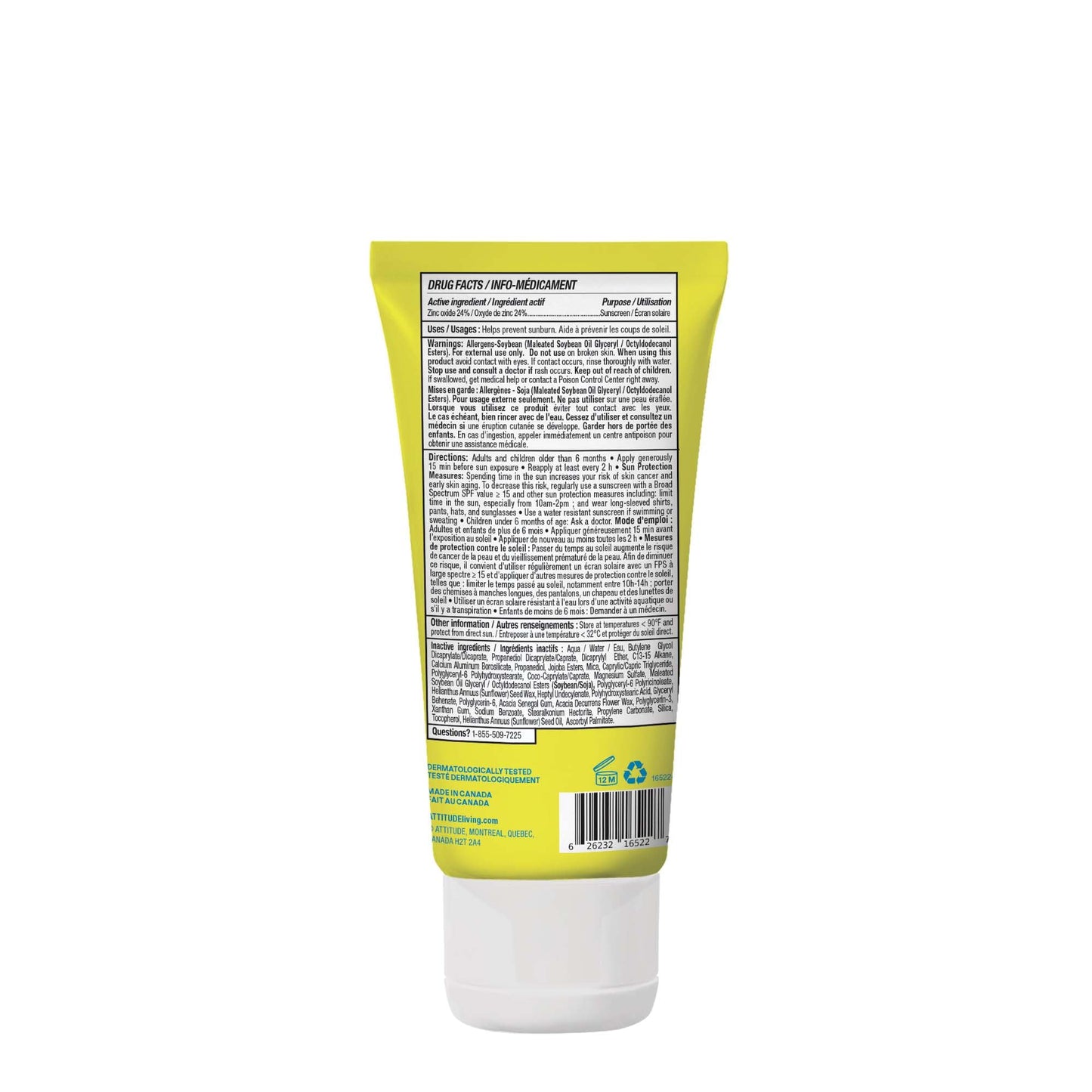 ATTITUDE Kids Mineral Sunscreen SPF 50, Broad Spectrum Zinc Oxide, EWG Verified, Mineral-Based, Non-Nano, Lightweight Cream for Face & Body, Gentle Formula, Unscented, 80 grams BIO SPECTRA ATTITUDE