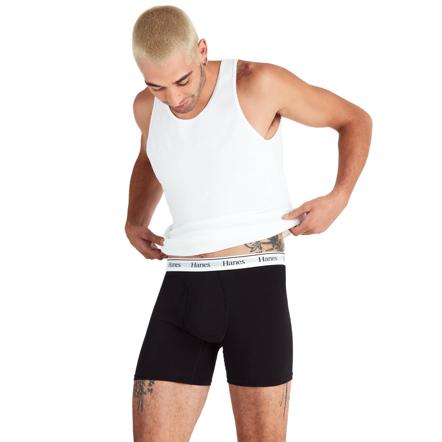 Hanes Originals Men's Boxer Briefs, Stretch Cotton Moisture-Wicking Underwear, Modern Fit Low Rise, Pack of 4, Grey/Black assortement, Size 2X 🍁 All In One Marketplace Canada