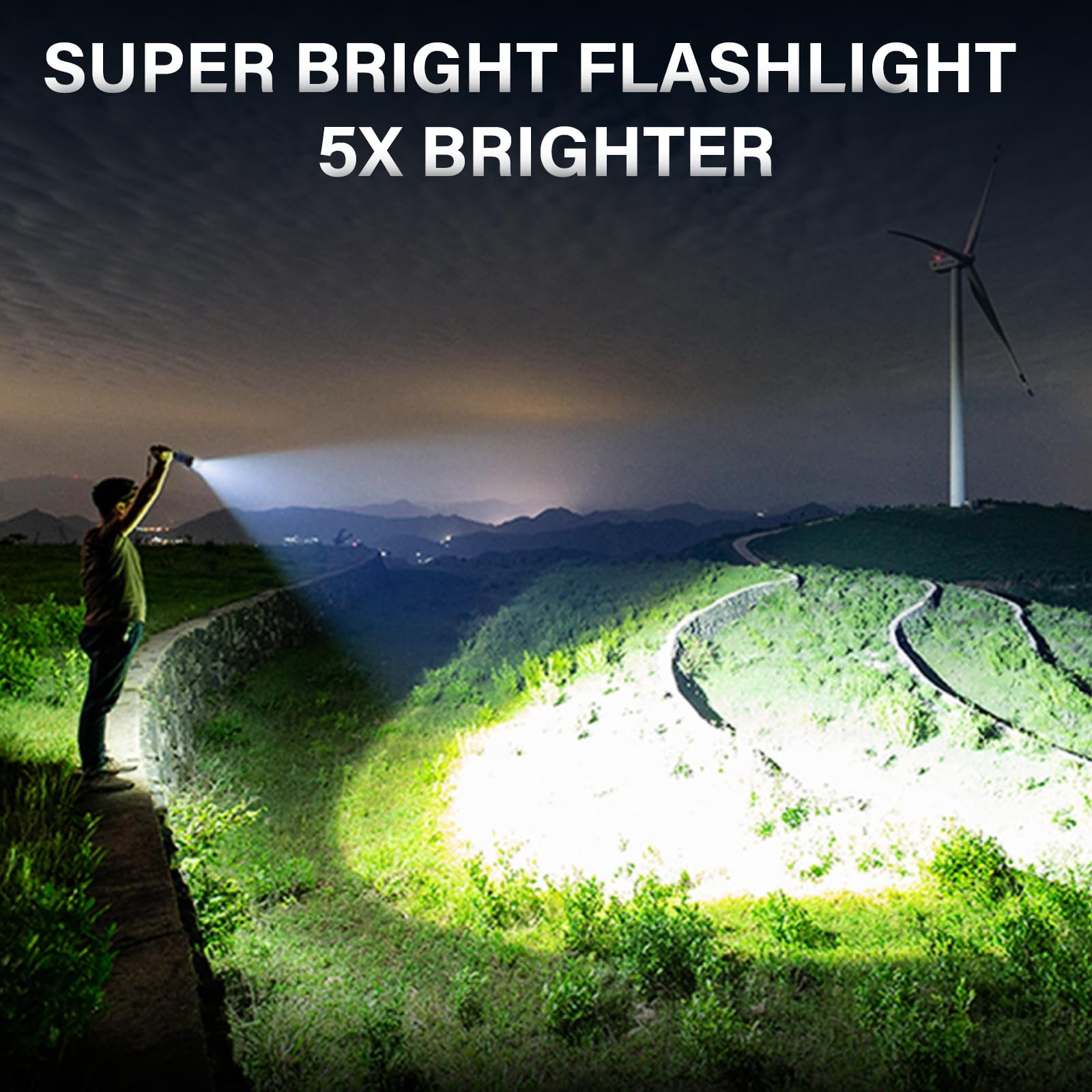 AKNEAR Rechargeable LED Flashlight High Lumens, Super Bright Flashlights with Zoomable & USB C Rechargeable & 5 Light Mode & IPX-7 Waterproof, Powerful Flash Light (2, Standard Display) - Available at All In One Marketplace Canada