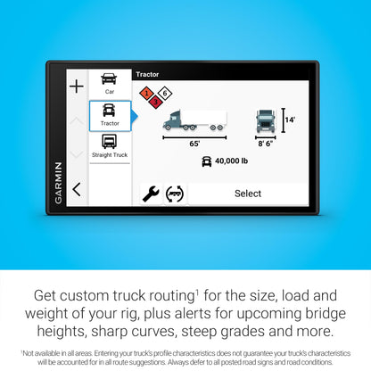 Garmin dēzl™ OTR620, High-Res 6” GPS Truck Navigator, Custom Routing, Satellite Imagery, Wind Speed, Community-Shared Loading Docks, Truck Entrances, Parking Availability Garmin