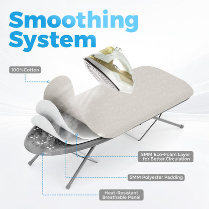 KINGBOARD Tabletop Ironing Board, Small Iron Board with Iron Rest, Folding Iron Board, Extra Thick Cover, Portable Tabletop Ironing Board with Non-Slip Feet, 30x12 Beige - Available at All In One Marketplace Canada