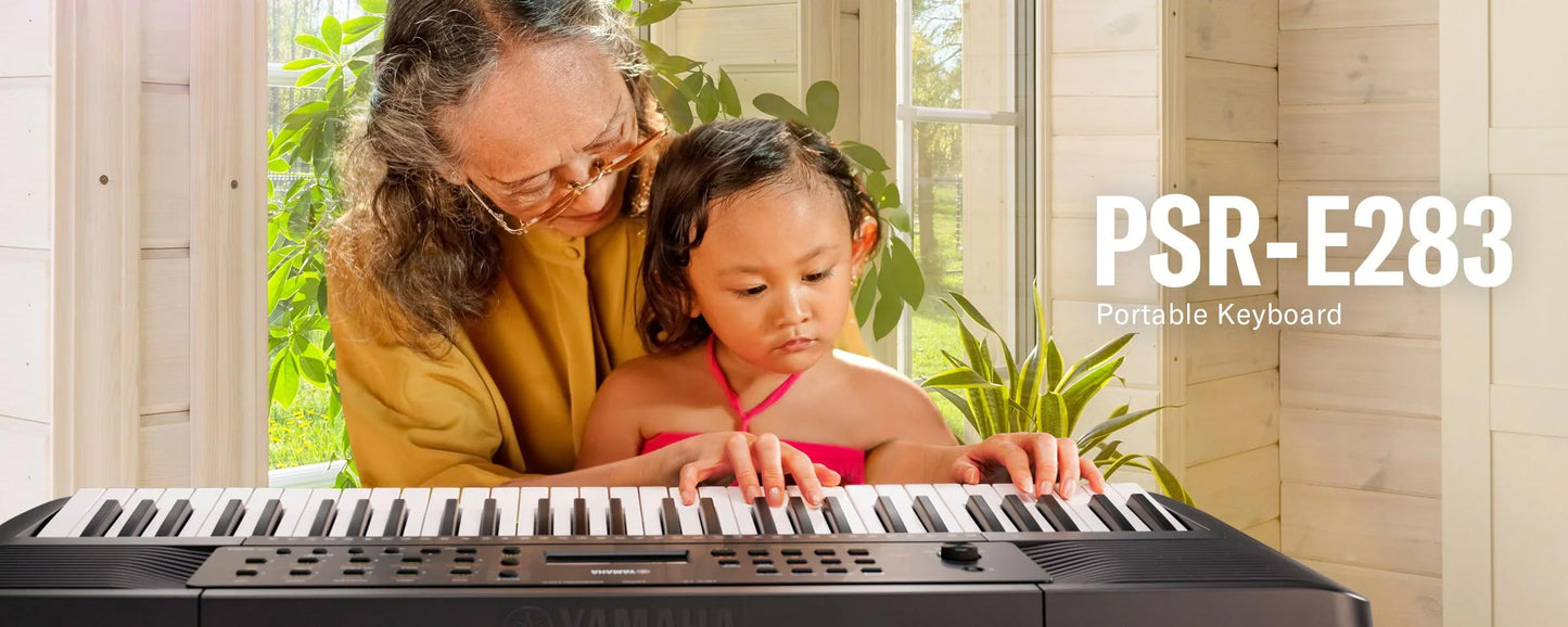 Yamaha PSRE-283 61 Key Portable Keyboard with Lesson function, Smart Chord, Record function, Battery Operation, 410 Voices, 150 accompaniment Styles, 122 Songs, AUX IN, Stereo Speakers (2025 model) 🍁 All In One Marketplace Canada