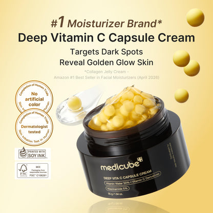 Medicube Deep Vita C Capsule Cream, 55g, Dual-Texture Moisturizer with Vitamin Capsules and Gel Base