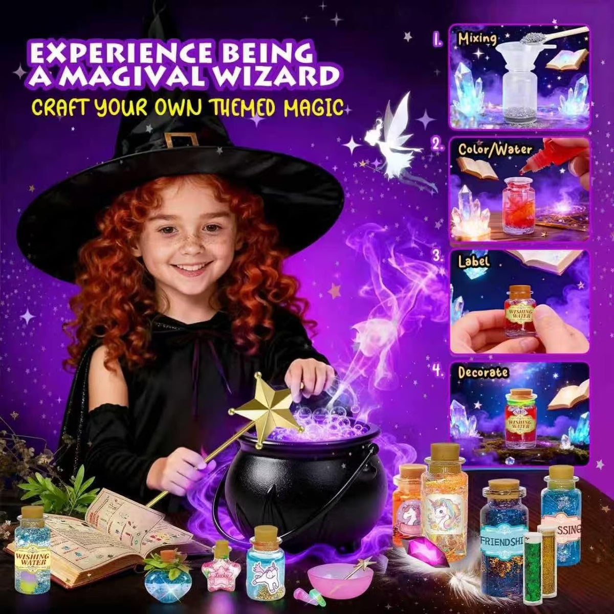 Fairy Unicorn Magic DIY Potion Kits for Girls - 22PCS Bottles Kids Potion Making Kit, Mystery Magic Mix Crafts for Kids Age 6 -8&8-12, Creative Toy for Birthday Christmas Halloween Party 🍁 All In One Marketplace Canada