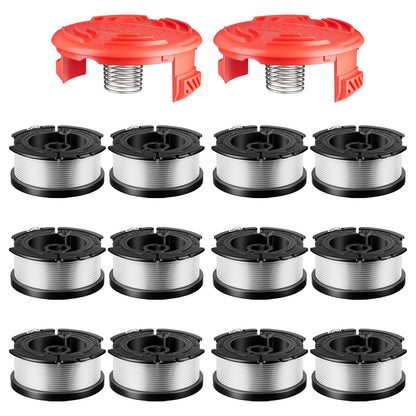 14 Pcs AF-100 Weed Eater Spool Compatible with Black and Decker String Trimmer, 0.065’’ AFS Automatic Feed Replacement Spool, 12 Pcs Spools(360ft Total), 2 Pcs RC-100-P Caps and 2 Springs