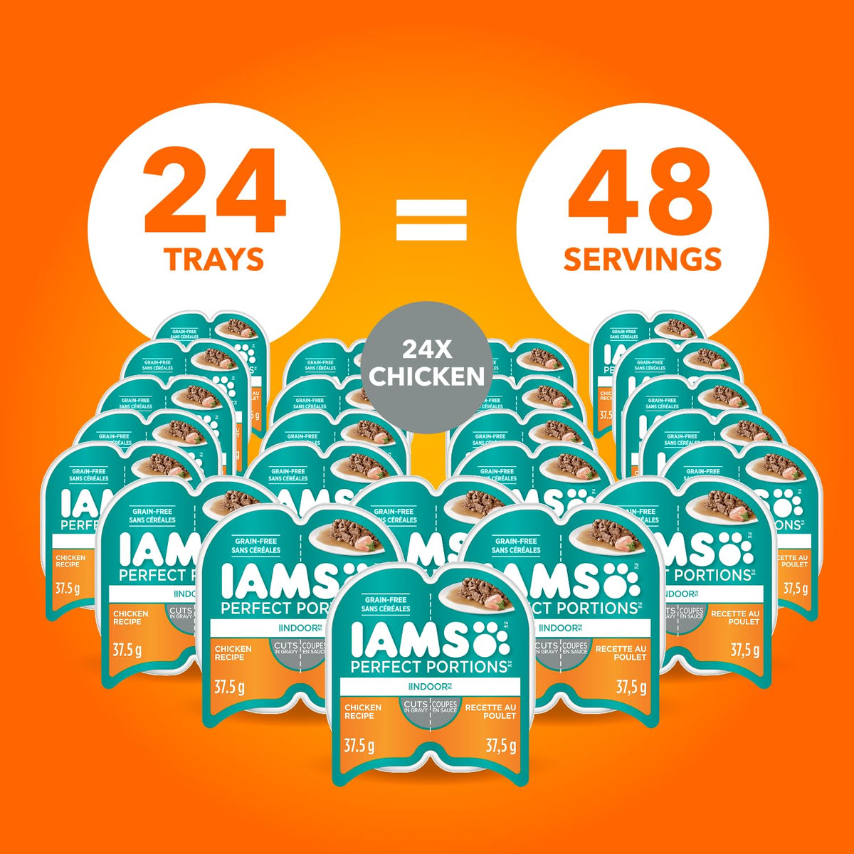 IAMS Perfect PORTIONS Adult Wet Cat Food, Chicken Flavour, 75g (24 Pack)