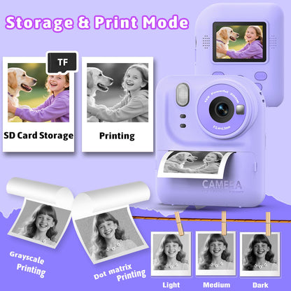 Okaloka Kids Instant Print Camera Toys,1080P HD Toddler Digital Video Camera,Christmas Birthday Gifts for Girls Boys Age 3-12 Year Old - 32G SD Card Included (Purple) 🍁 All In One Marketplace Canada