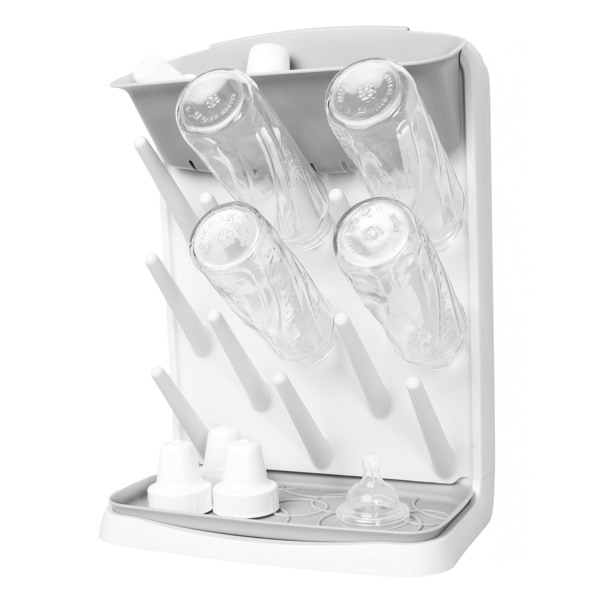 Ubbi Vertical Baby Bottle Drying Rack, Countertop Drying Rack Baby Accessory, Grey Ubbi