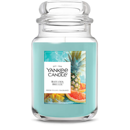 Yankee Candle Large Jar Scented Candle with up to 150 Hour Burn Time, Premium Plant Wax Blend for Cleaner Consistent Burn and Room Filling Fragrance, 22 oz, Bahama Breeze 🍁 All In One Marketplace Canada