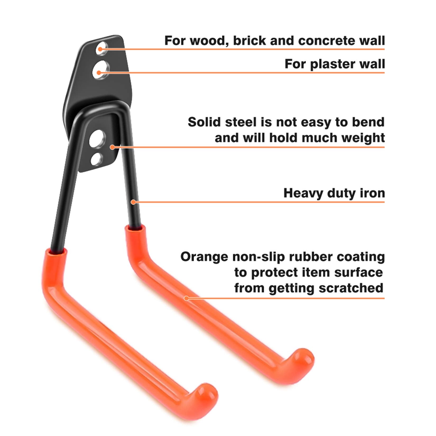 Garage Hooks Heavy Duty 14 Pack, Steel Garage Storage Hooks, Tool Hangers for Garage Wall Utility Wall Mount Hooks and Hangers with Anti-Slip Coating for Garden Tools, Ladders, Bulky Items - Available at All In One Marketplace Canada