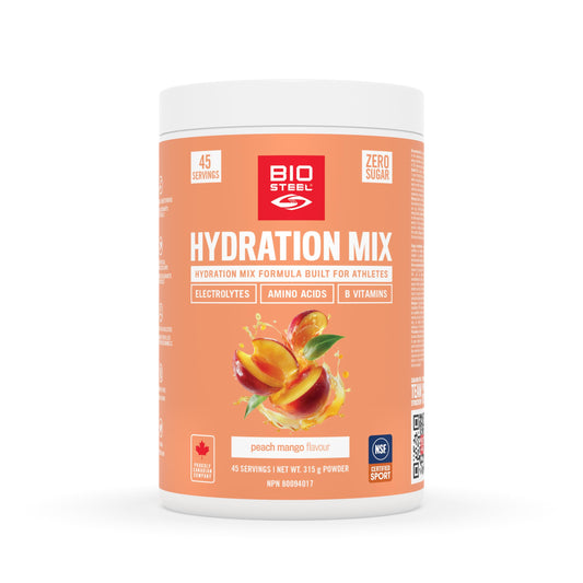 BioSteel Hydration Mix, Great Tasting with Zero Sugar, and No Artificial Flavours or Preservatives, Peach Mango, 45 Servings per Tub - Available at All In One Marketplace Canada