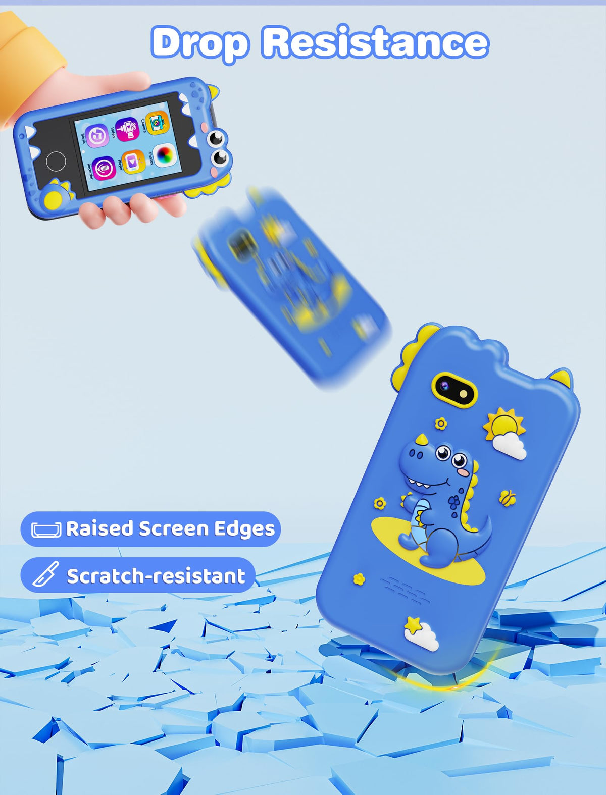 Kikidex Kids Phone for Girls, Toys for Boys Girls Age 3-8 Christmas Birthday Gifts, Touchscreen Kids Toy Cell Phone with Dual Camera, Puzzle Game, Music Player (Blue) 🍁 All In One Marketplace Canada