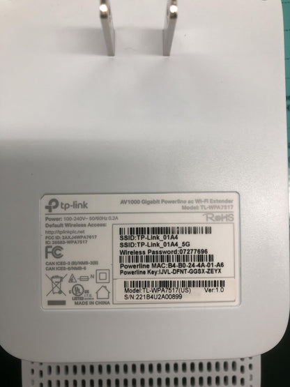 TP-Link Powerline WiFi Extender (TL-WPA7517KIT) - AV1000 Powerline Ethernet Adapter with Dual Band WiFi, OneMesh, Gigabit Port, Ethernet Over Power, Plug & Play TP-Link