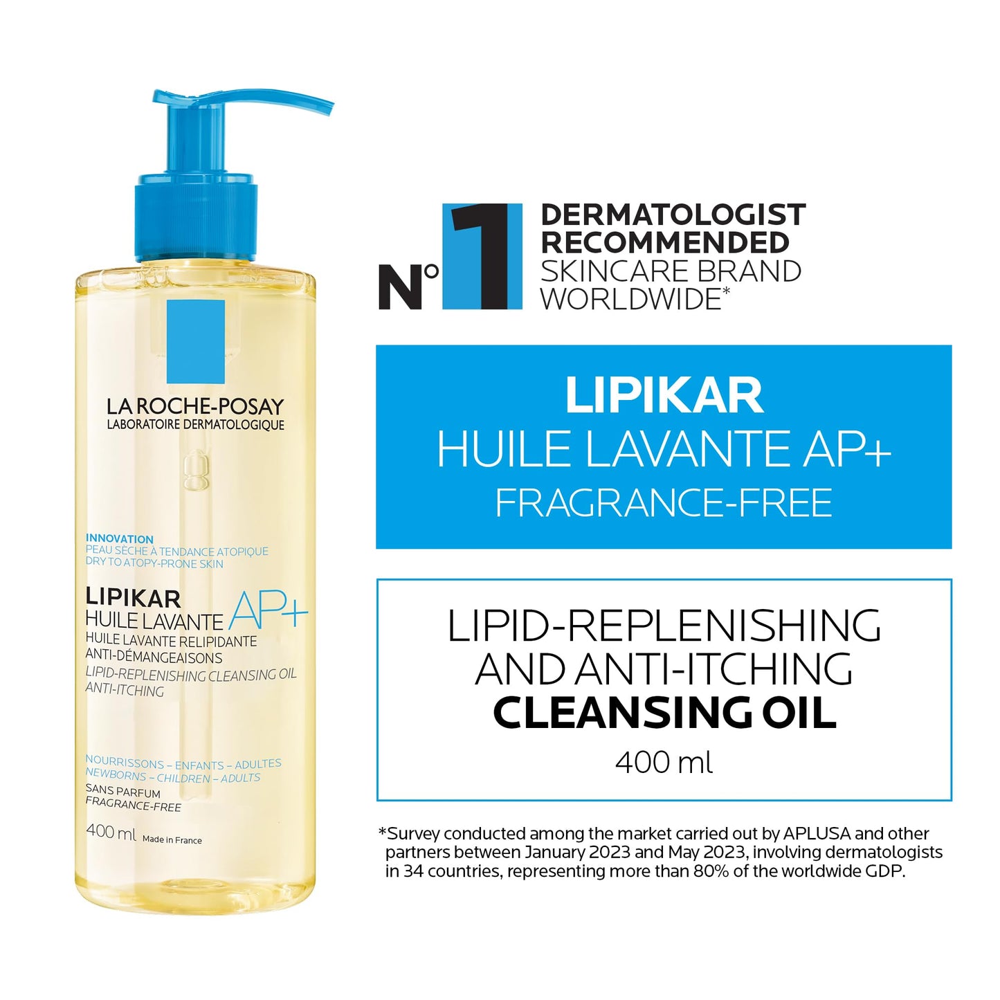 La Roche-Posay Cleansing Body Oil with Shea Butter, Lipikar AP+ Anti-Itch Fragrance-Free Shower Cleansing Oil for Very Dry, Sensitive & Eczema Prone Skin, Provides 24H Hydration, 400mL - Available at All In One Marketplace Canada
