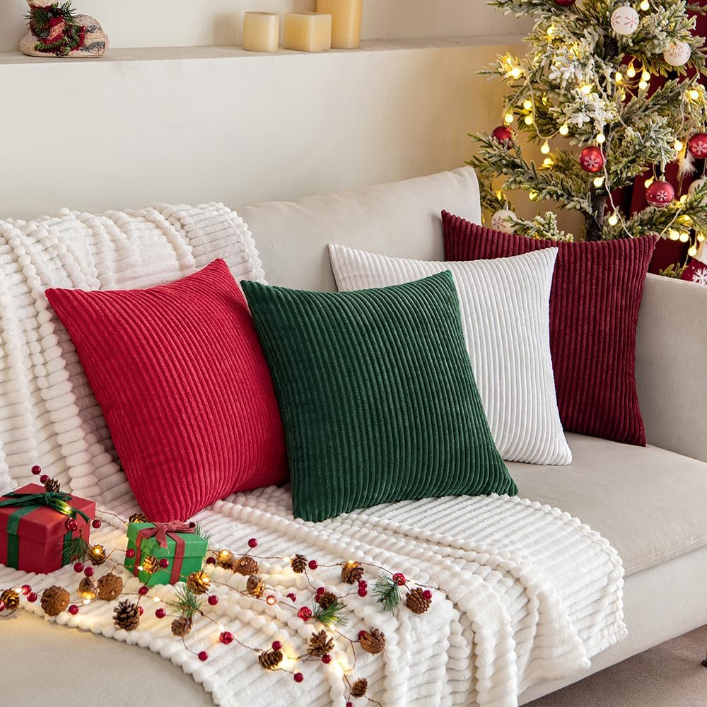 MIULEE Christmas Corduroy Throw Pillow Covers Set of 2 18x18 Army Green 🍁 All In One Marketplace Canada