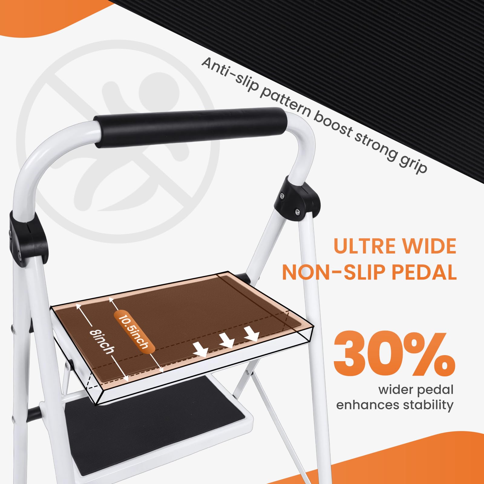 Sweetcrispy 3 Step Ladder, Folding Step Stool, Anti-Slip Pedal Sweetcrispy