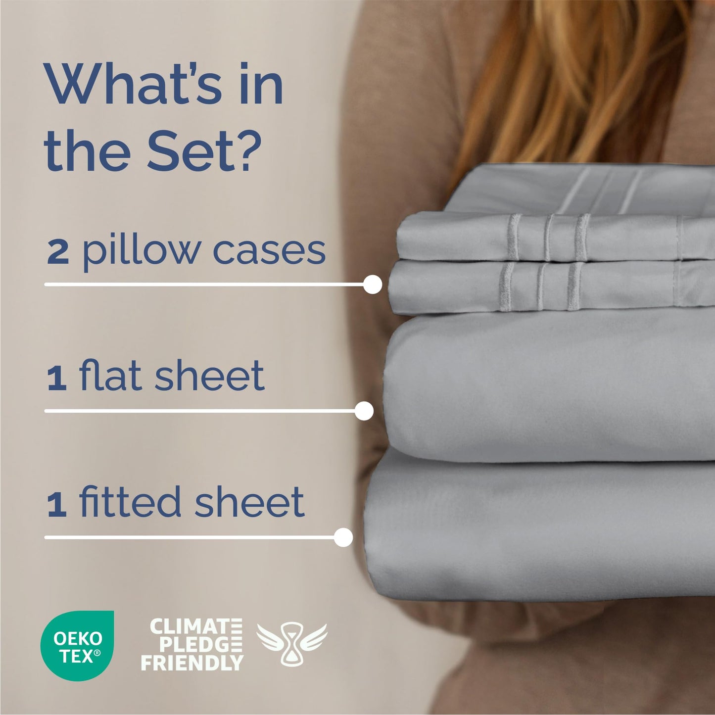 Queen Size 4 Piece Sheet Set - Comfy Breathable & Cooling Sheets - Hotel Luxury Bed Sheets for Women & Men - Deep Pockets, Easy-Fit, Soft & Wrinkle Free Sheets - Steel Blue Oeko-Tex Bed Sheet Set