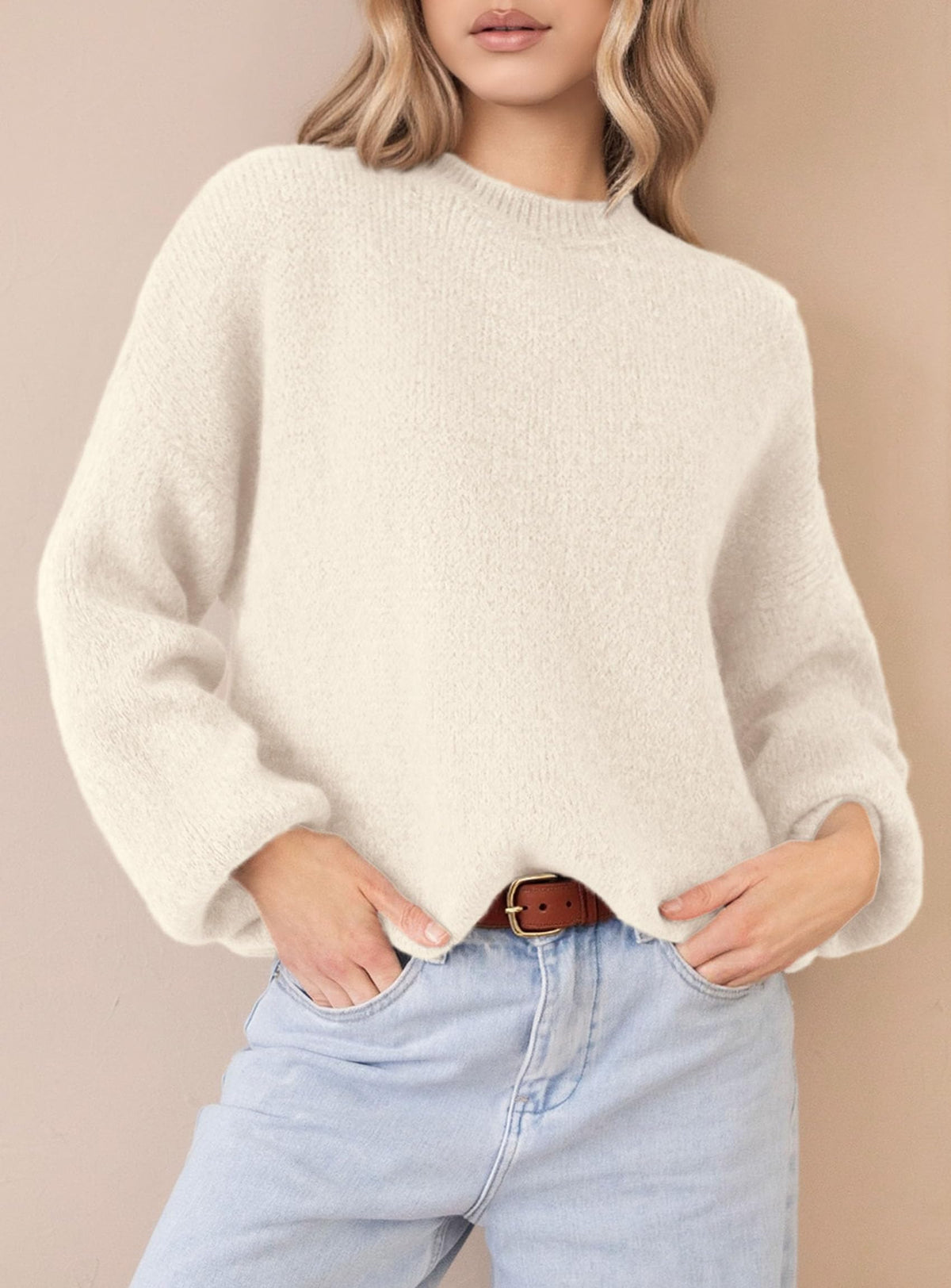 PRETTYGARDEN Women's Fall Oversized Holiday Sweaters Beige,M 🍁 All In One Marketplace Canada