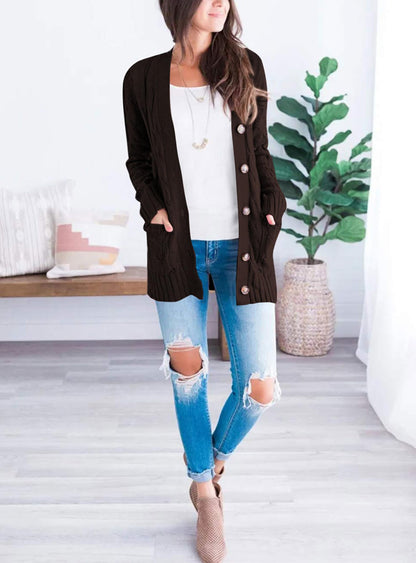 PRETTYGARDEN Women's Cable Knit Cardigan Sweaters Fall(Coffee,M) 🍁 All In One Marketplace Canada