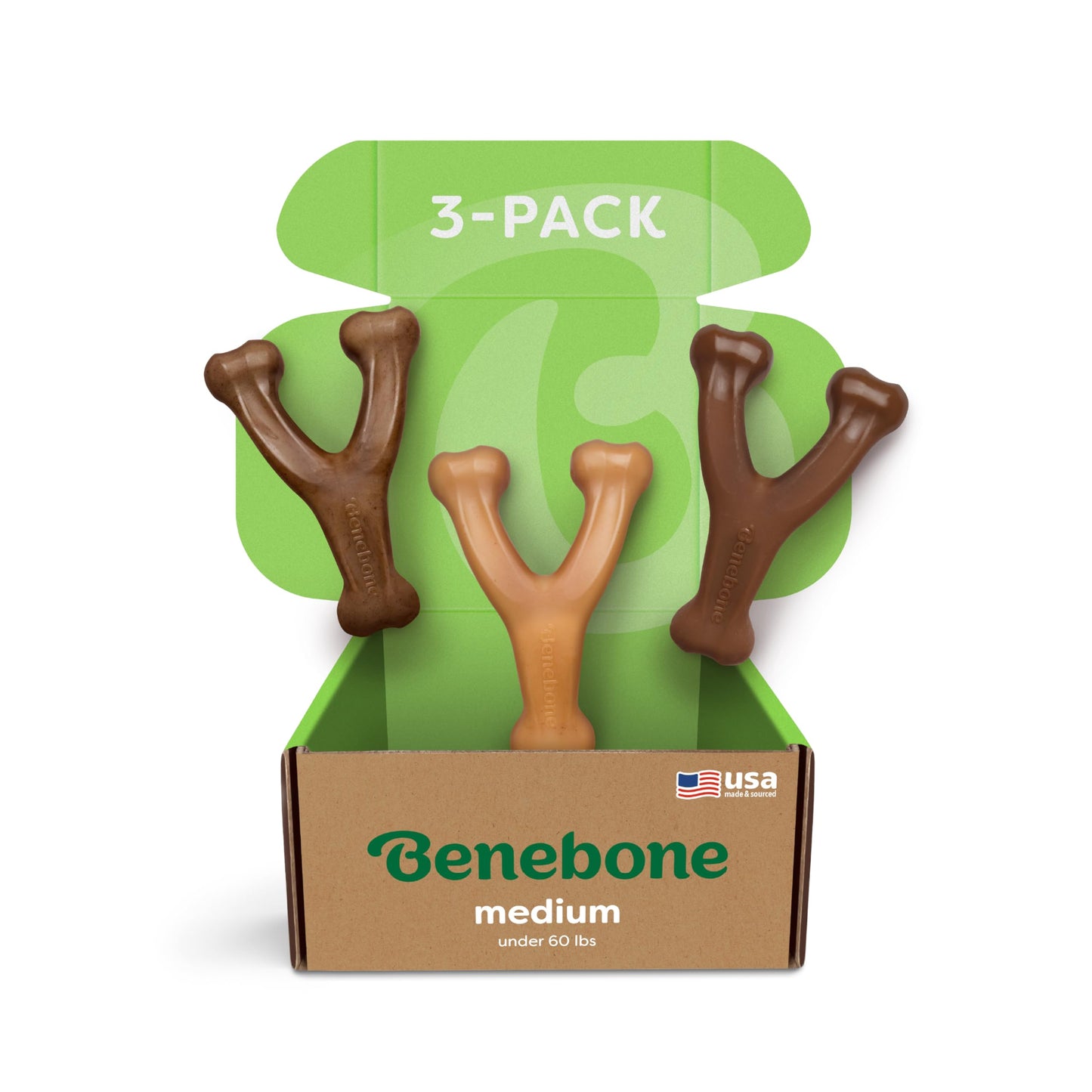 Benebone 3-Pack Wishbone Dog Chew Toy for Aggressive Chewers, Medium Benebone
