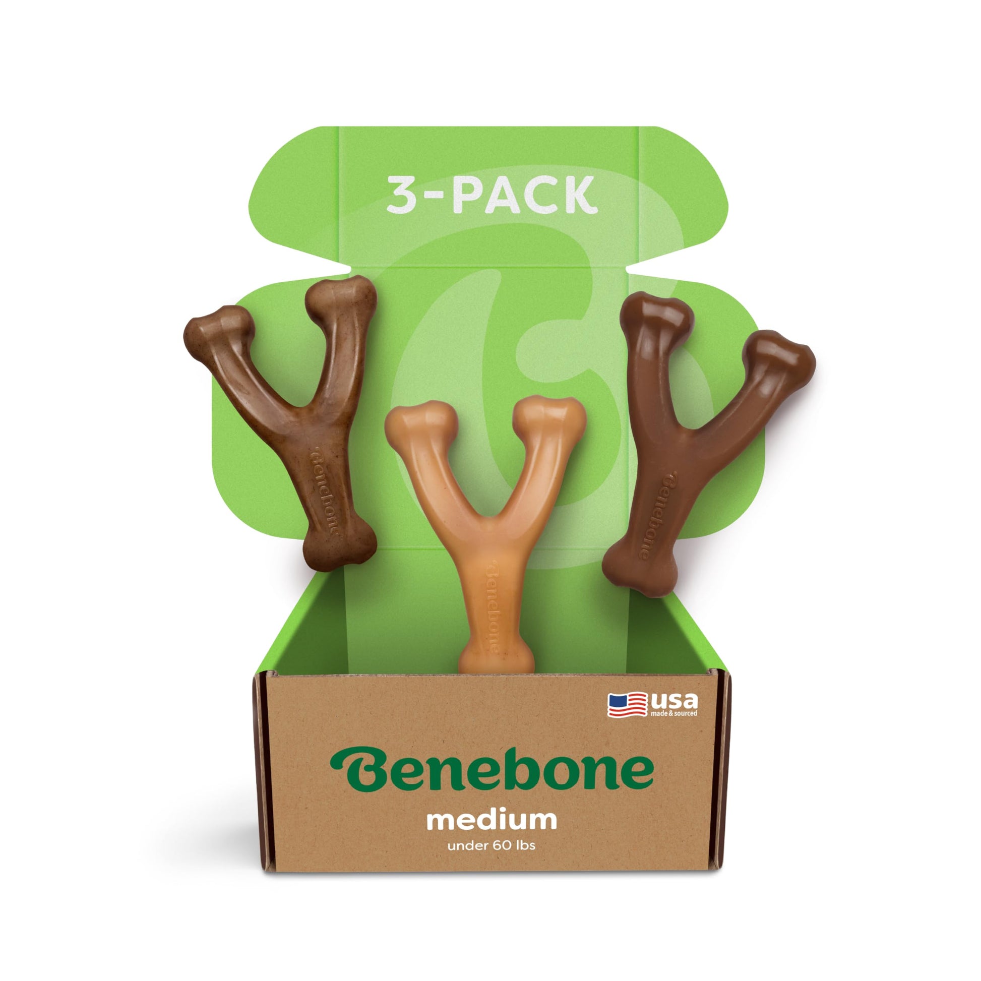 Benebone 3-Pack Wishbone Dog Chew Toy for Aggressive Chewers, Medium Benebone