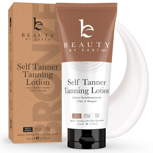 Self Tanner Tanning Lotion - Made with Natural & Organic Ingredients, Sunless Tanning Lotion for Body, Perfect Self Tan for Women & Men for a Natural Looking Glow, Fair to Medium - Available at All In One Marketplace Canada