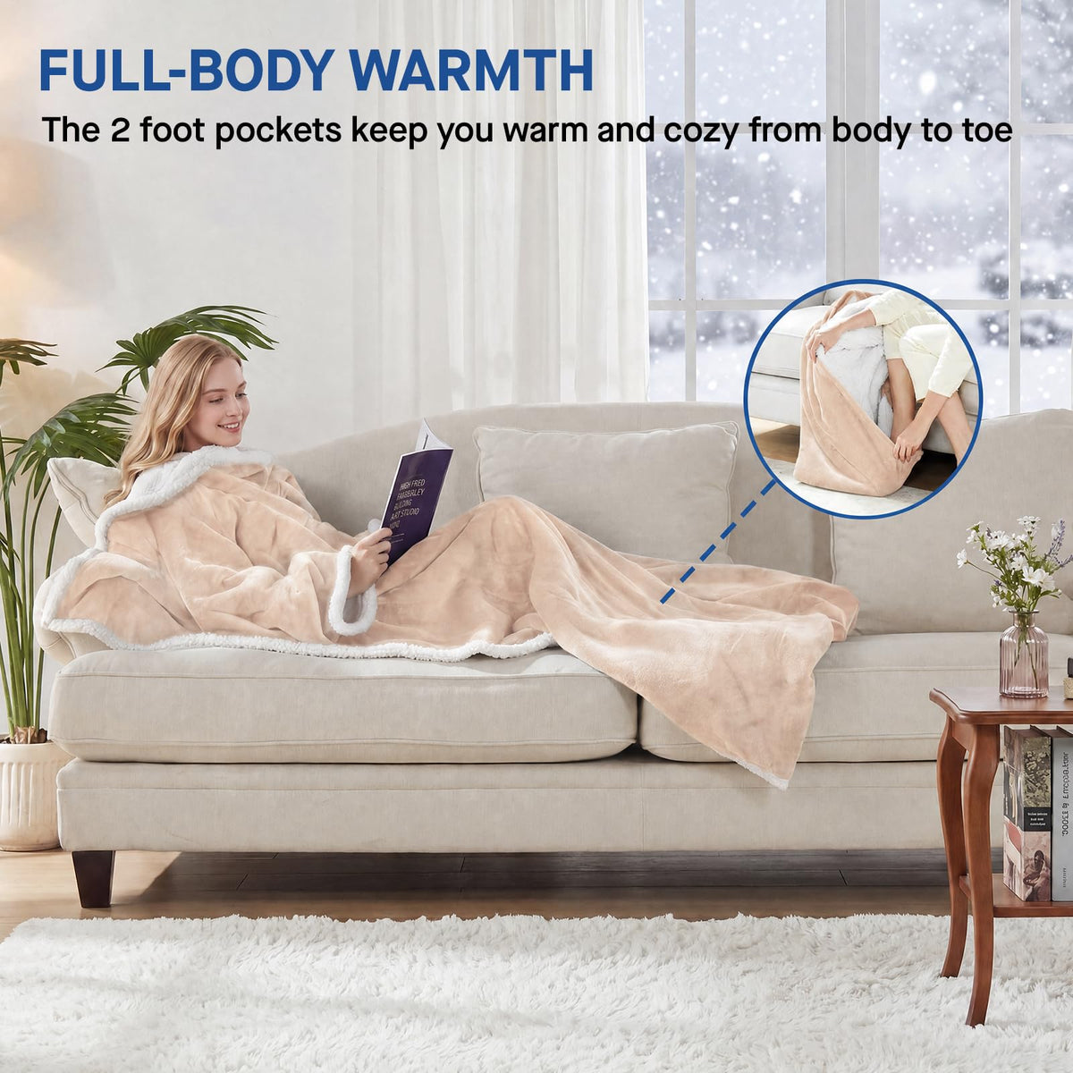 Sealy Wearable Electric Blanket with Foot Pocket, 50"x70"+18", Beige 🍁 All In One Marketplace Canada
