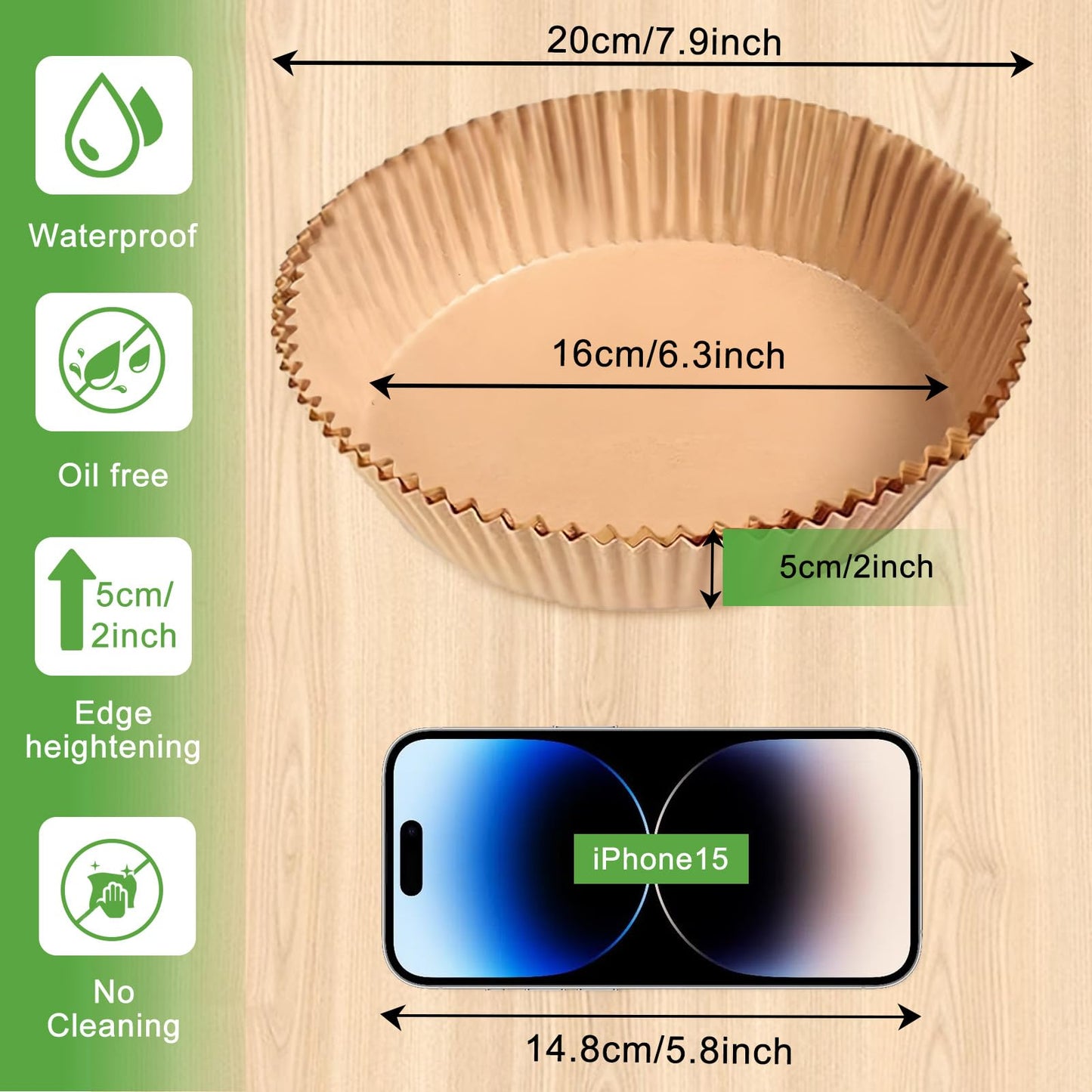 200pcs Air Fryer Disposable Paper Liner, Non-Stick Disposable Air Fryer Parchment Paper Liners, Baking Paper for Air Fryer Oil-Proof, Water-Proof, Food Grade Parchment（6.3" in Bottom, 7.9" on top） - Available at All In One Marketplace Canada