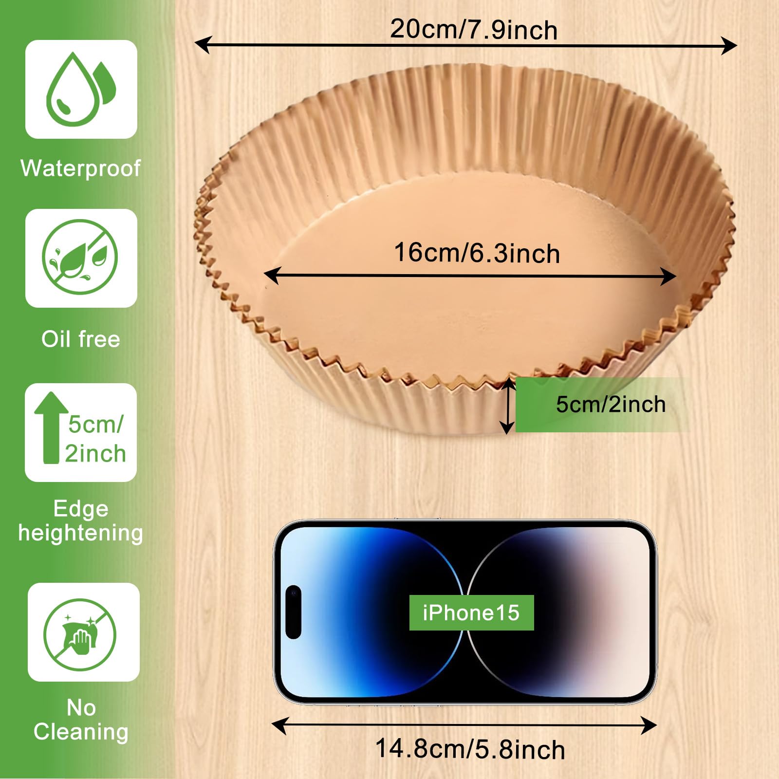 200pcs Air Fryer Disposable Paper Liner, Non-Stick Disposable Air Fryer Parchment Paper Liners, Baking Paper for Air Fryer Oil-Proof, Water-Proof, Food Grade Parchment（6.3" in Bottom, 7.9" on top） - Available at All In One Marketplace Canada