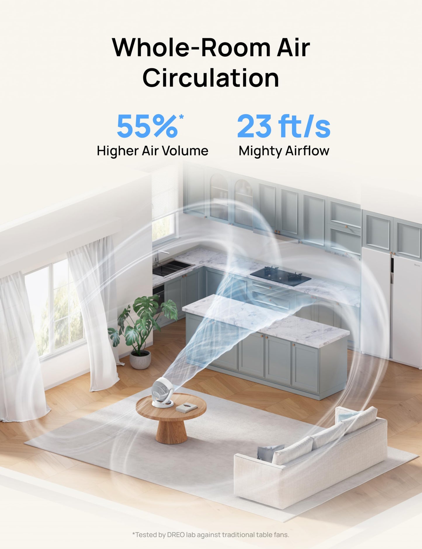 DREO Fan for Bedroom, 12 Inches, 70ft Powerful Airflow, 25db Quiet Table Air Circulator Fans for Whole Room, 120° Adjustable Tilt Desk Fan, 3 Speeds, Desktop Fan for Home, Office, Kitchen, RV