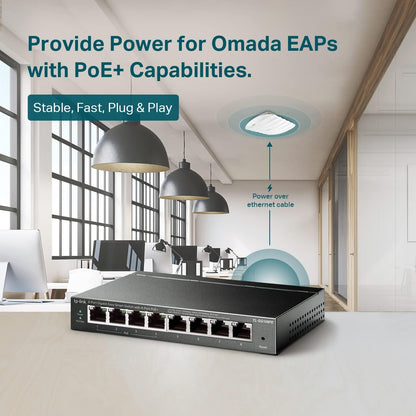 TP-Link 8–Port Gigabit PoE Switch, 4 PoE+ Ports @64W, Easy Smart (TL-SG108PE)