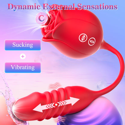 Neworld Sex Toys Rose Vibrator with 9 Sucking & Thrusting Dildo Vibrators