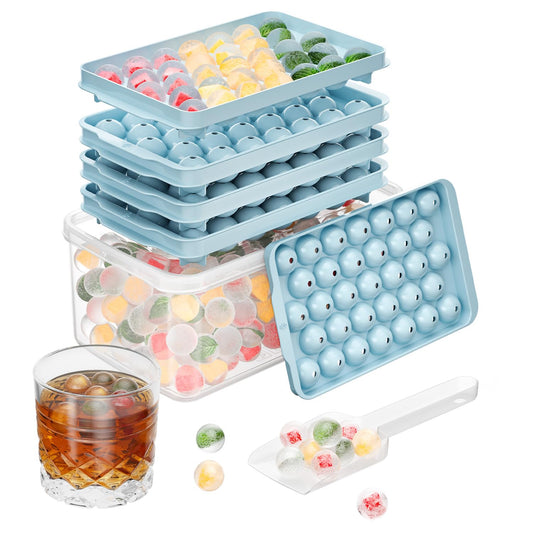 Optish 3 Pack Ice Trays for Freezer, 99 PCS Ice Cube Tray with Lid and Bin, Round Ice Cube Trays for Freezer, Circle Ice Cube Tray for Chilling Drinks - Available at All In One Marketplace Canada