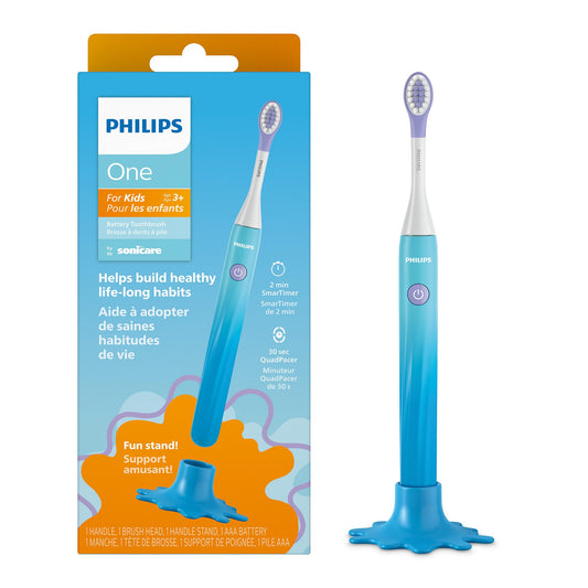 Philips One for Kids by Sonicare Battery Electric Toothbrush, Blue, HY1130/02