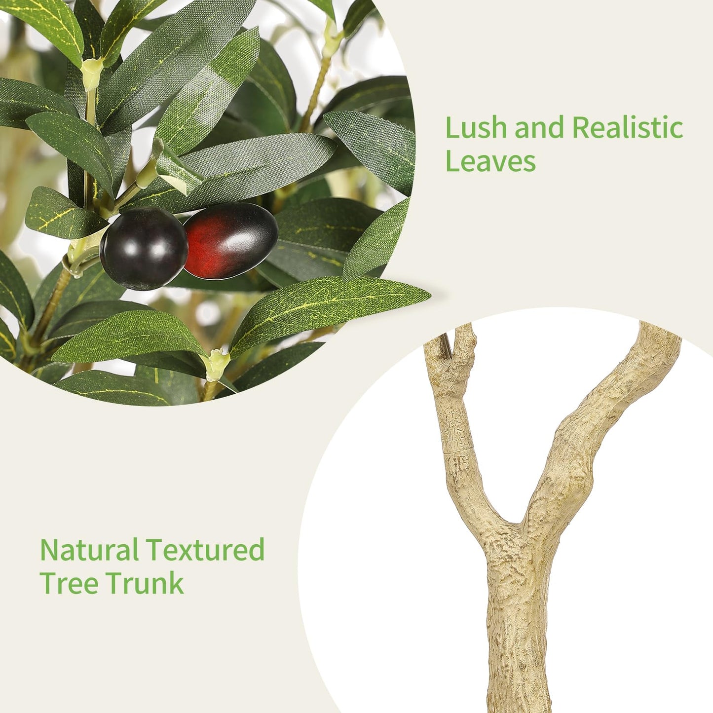 Realead 6ft Artificial Olive Tree with Tall Exquisite Planter - Realistic Faux Olive Tree with Thick Trunk and Lifelike Fruits - Large Fake Olive Tree for Home Office Decor - Available at All In One Marketplace Canada