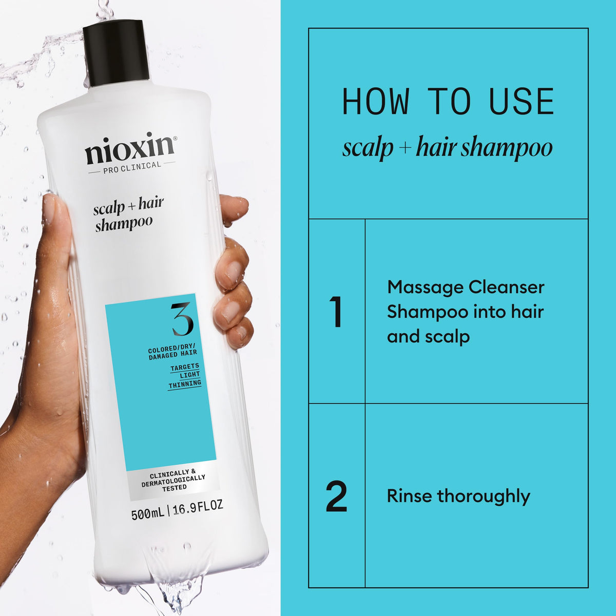Nioxin System 3 | Scalp & Hair Shampoo | Coloured, Dry, & Damaged Hair