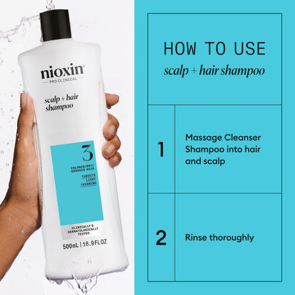 Nioxin System 3 | Scalp & Hair Shampoo | Coloured, Dry, & Damaged Hair