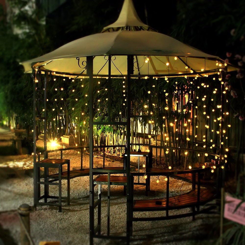 Toodour Solar String Lights Outdoor, 56ft 100 LED Globe String Lights, Waterproof Crystall Ball Lights Solar Patio Lights with 8 Modes for Garden Lawn Gazebo Yard, Outdoor Decorations - Warm White